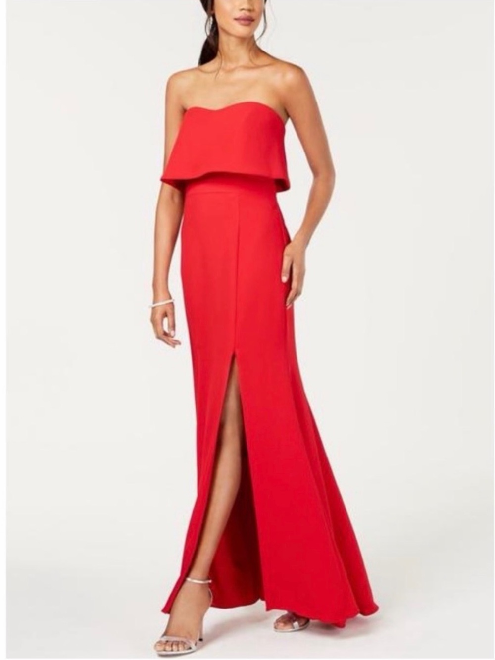 XCSAPE Red Strapless Ruffle Evening Dress SZ 0